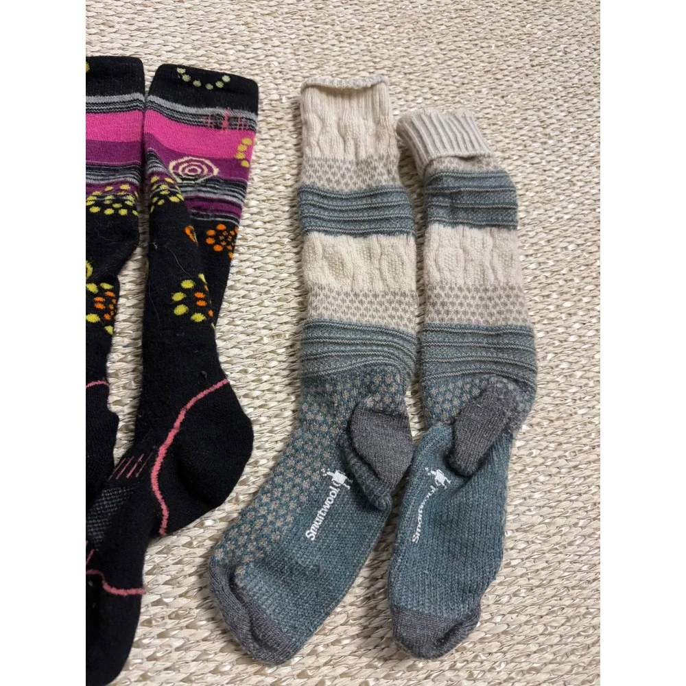 Smartwool Merino Wool Socks Bundle Women PhD Ski Hiking Crew Tall 3 Pairs Medium